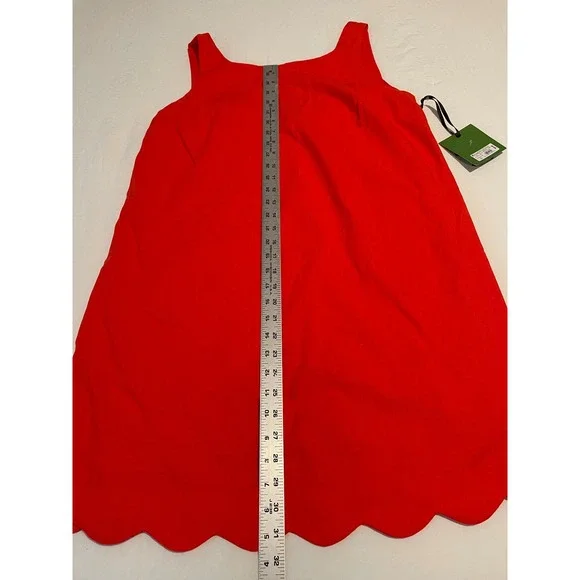 00681 Kate Spade New York Scallop Hem A Line Dress Sleeveless Square Neck Size S - Picture 5 of 11
